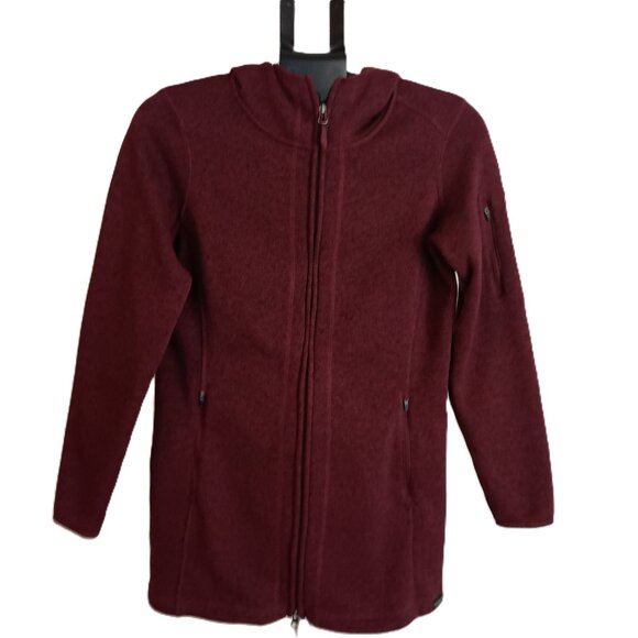 L.L. Bean Fleece Full Zip Hoodie Jacket Maroon Black Item 503354 Women’s XS EUC - Picture 2 of 16